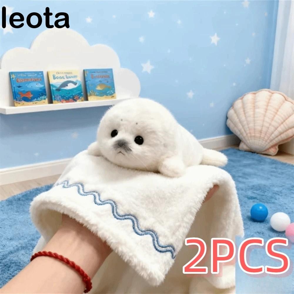 LEOTA ตุ๊กตาซีล 2 ชิ้น, การออกแบบน่ารัก Baby Seal ของเล่นตุ๊กตา, สไตล์จําลองการ์ตูนวัสดุนุ่ม Ocean ของเล่นของขวัญให้