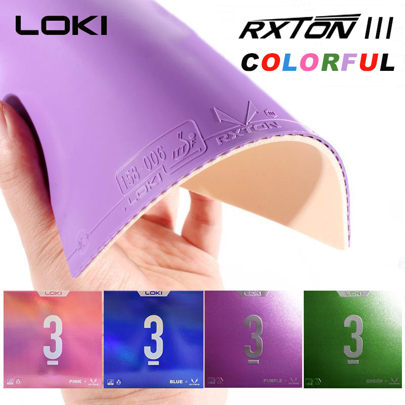 ลูกปิงปอง LOKI RXTON3 ได้มาตรฐาน.ITTF สำหรับการโจมตีเร็ว แบบยึดเกาะดี สีม่วง/ฟ้า/เขียว/ชมพู