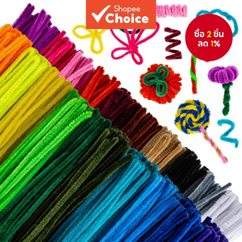 Chenille Stems 100PCS Fuzzy Craft Wire Pipe Cleaners สําหรับงานฝีมือ DIY หัตถกรรมบิด Sticks