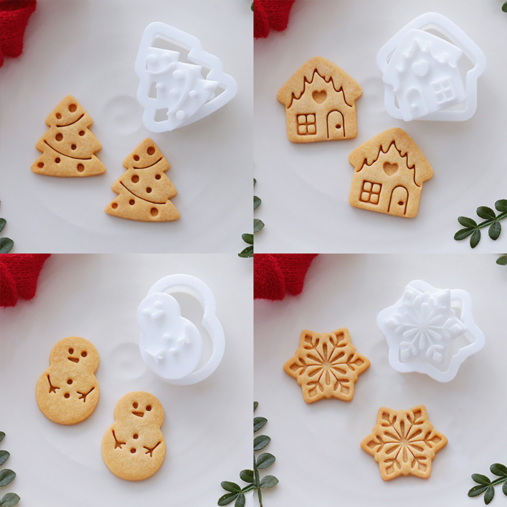 เครื่องตัดลูกสูบเค้กคุกกี้คริสต์มาสเบเกอรี่ Mould บิสกิต DIY เครื่องมือตกแต่งเค้ก