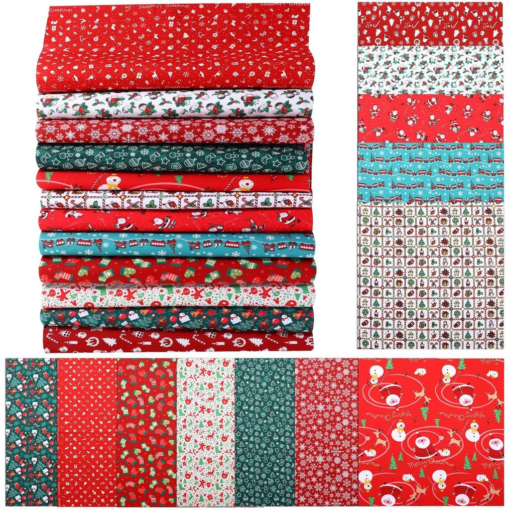 Panelee ชุด.Bundle 12 ชิ้น ขนาด 20x20 นิ้ว ผ้าquilting พิมพ์คริสต์มาส สำหรับงานเย็บปักถักร้อยและศิลป
