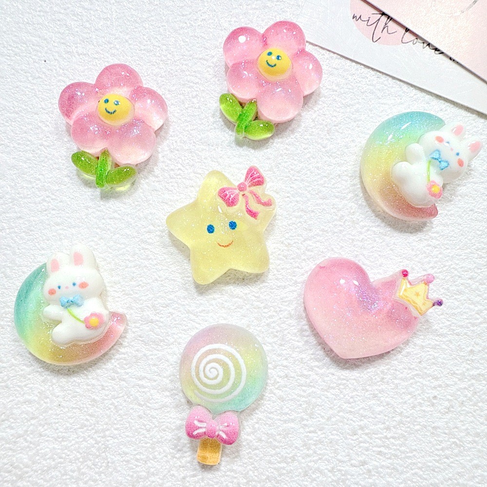 อุปกรณ์เรซิน Pearlescent น่ารักการ์ตูน Handmade วัสดุ diy ครีมกาวเคสโทรศัพท์อุปกรณ์เสริมผมอุปกรณ์เสริมเสื้อผ้ารองเท้าหัวเข็มขัด SC