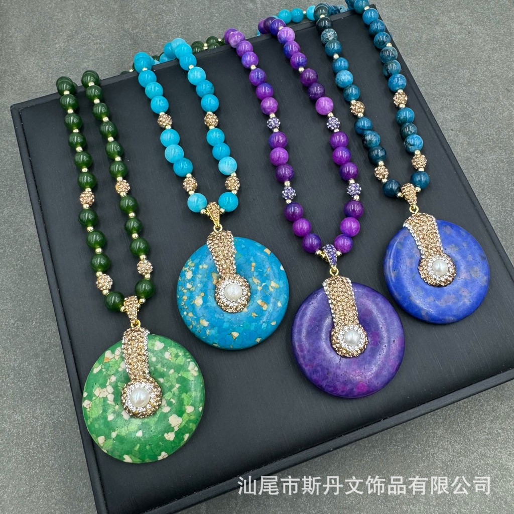 Boho Turquoise Kaluta Bau Asli Wanita ชาติพันธุ์ขนาดใหญ่สร้อยคอจี้หิน Vintage Mewah Anti Luntur