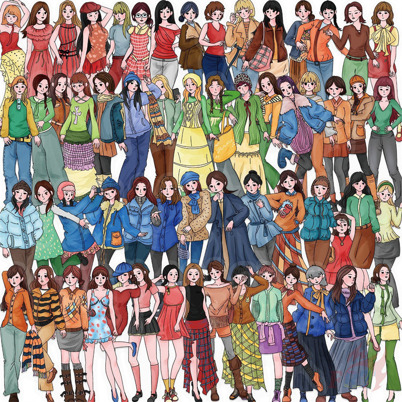 ❉ Mori Modern Girls Series 01 PET สติ๊กเกอร์ใส ❉ 50 ชิ้น/เซ็ต PET DIY แฟชั่นสติ๊กเกอร์กันน้ํา Doodle สติ๊กเกอร์