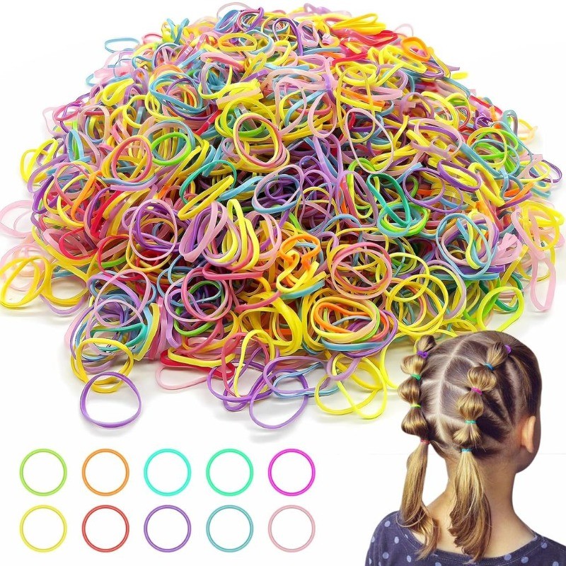 1000 ชิ้น/ถุง High-Elasticity Girls Colourful Hair Ties / Small Disposable Ponytail Bands