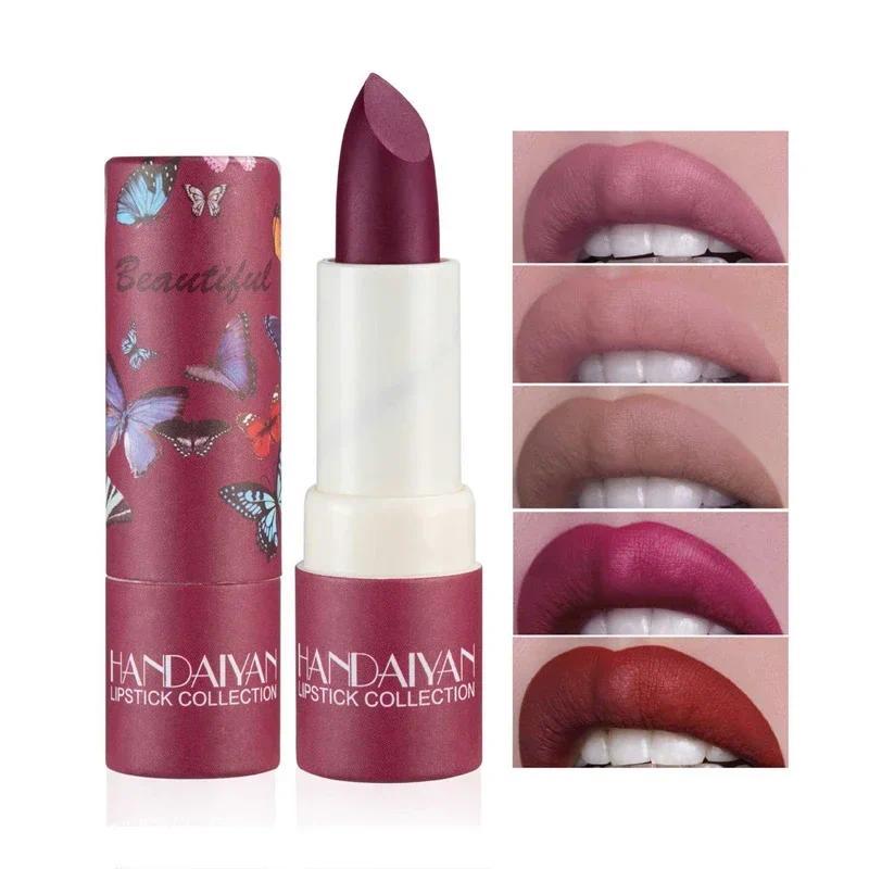 8สีแบรนด์แต่งหน้าเคลือบลิปสติกกันน้ําติดทนนานลิปติดเซ็กซี่สีแดงสีชมพูกํามะหยี่เปลือยลิปสติกผู้หญิงเครื่องสําอางแต่งหน้า