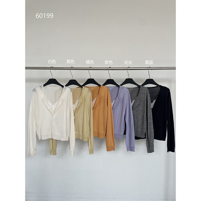 36UP เสื้อสเวตเตอร์สองชิ้นสีตัดกันสำหรับต้นฤดูใบไม้ผลิ 3036 กวางโจว เขตที่ 33 เสื้อถักมินิมอลอเนกประ
