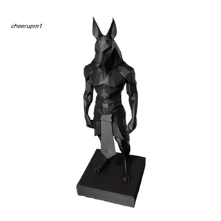 CHEER Anubis เครื่องประดับ Minimalist Anubis ตกแต่ง 3d พิมพ์ Anubis รูปปั้นตกแต่งโต๊ะ – สีดําด้าน Minimalist Low-poly Design ฐานสี่เหลี่ยมมั่นคงเหมาะสําหรับโฮมออฟฟิศ Study