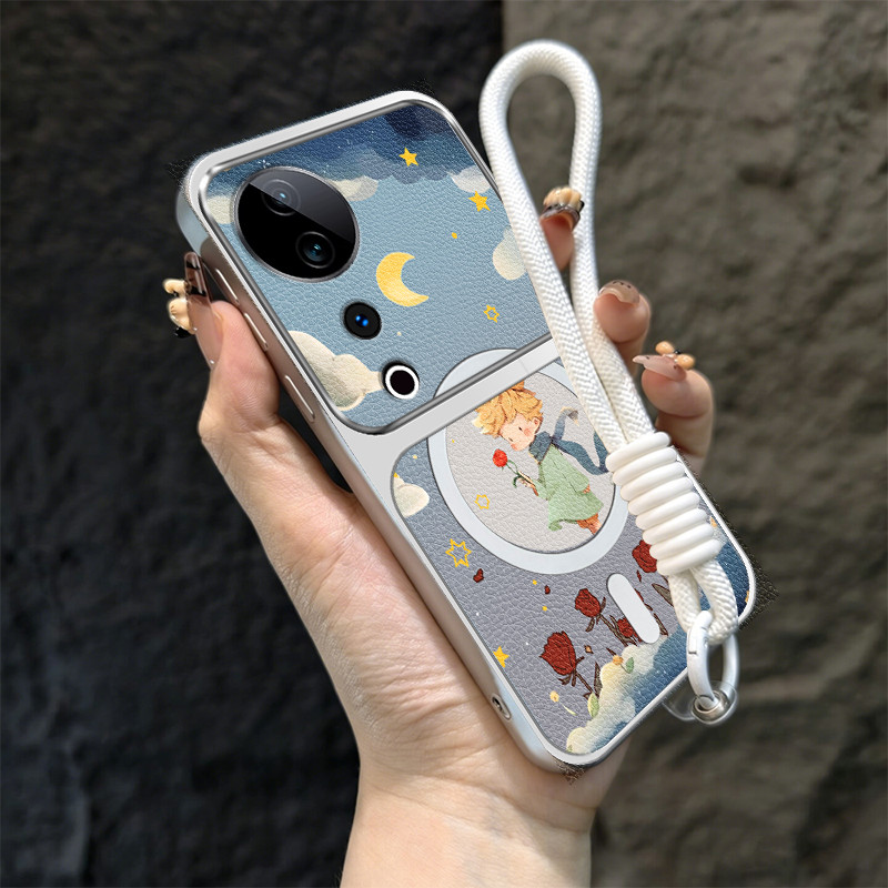 สําหรับ VIVO V40 V50 V60 v60e V70 fe PRO V70E LITE V40 v50 5g เคสโทรศัพท์ Softcase ซิลิโคนกันกระแทกความงามน่ารัก Little Prince พร้อมเชือกเส้นเล็กสําหรับสาว TBDTXKBS1