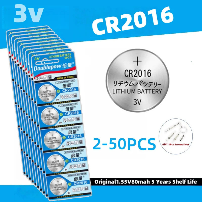 2-50PCS Doublepow CR2016 ปุ่มแบตเตอรี่ CR2016 BR2016 DL2016 เซลล์เหรียญแบตเตอรี่ลิเธียม 3V CR 2016 ส