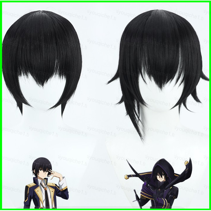 SY1 Eminence ในเงาอะนิเมะคอสเพลย์วิกผม Cid Kagenou สั้นผมสีดําทนความร้อนสังเคราะห์ Hairpiece YS1