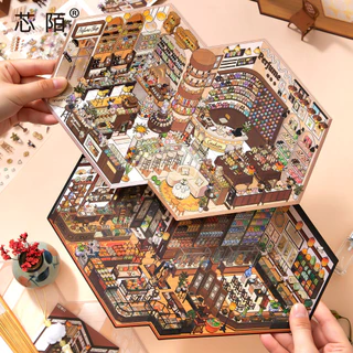 Idako [Xinmo Store Operation 4.0] 4 ชิ้นขนาดใหญ่จําลองธุรกิจ 3D รหัสผลิตภัณฑ์สติกเกอร์ภูมิทัศน์ Decompression SS973