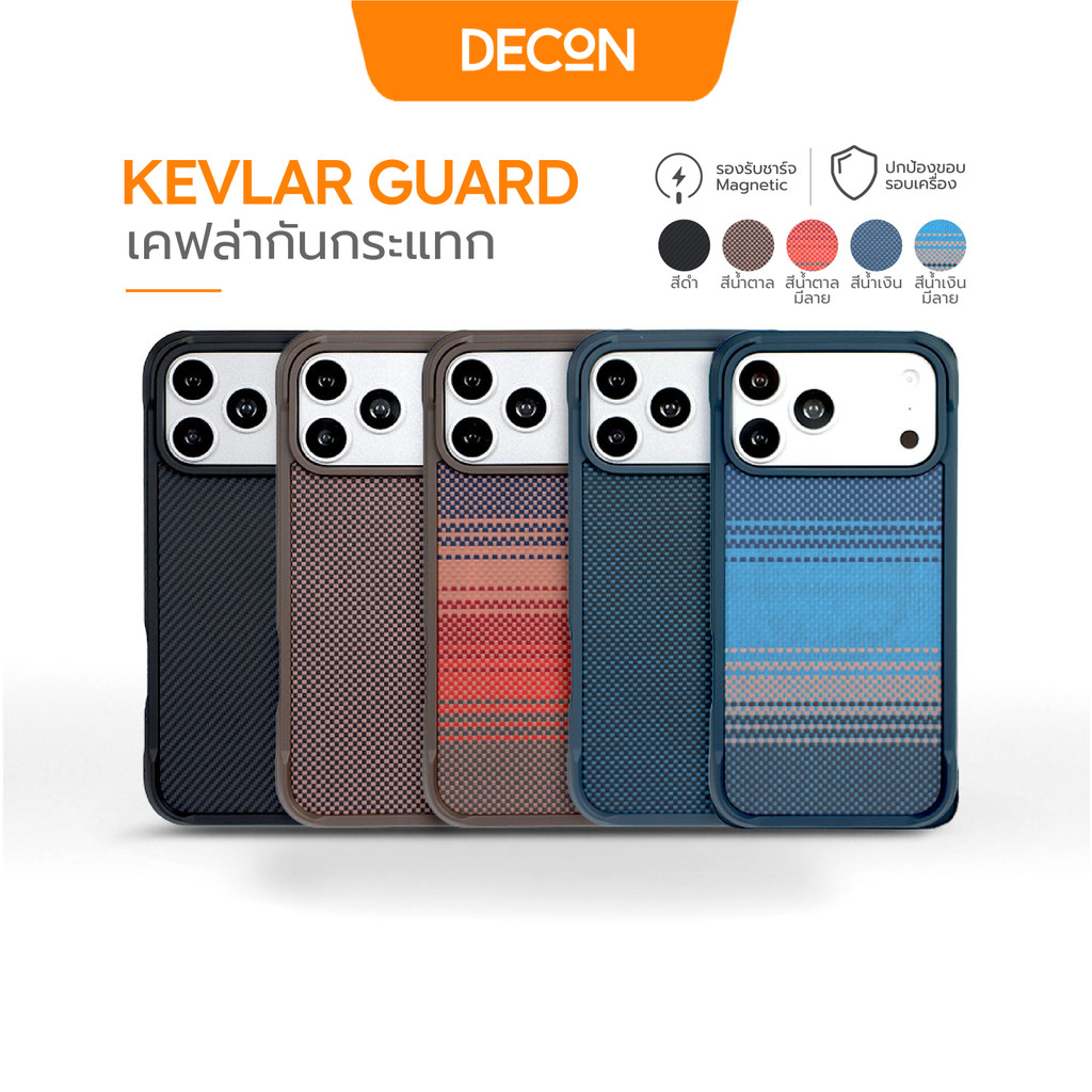 เคส DECON KEVLAR GUARD สำหรับไอโฟน 17/16 Pro Max เคสกันกระแทก รองรับชาร์จแม่เหล็ก