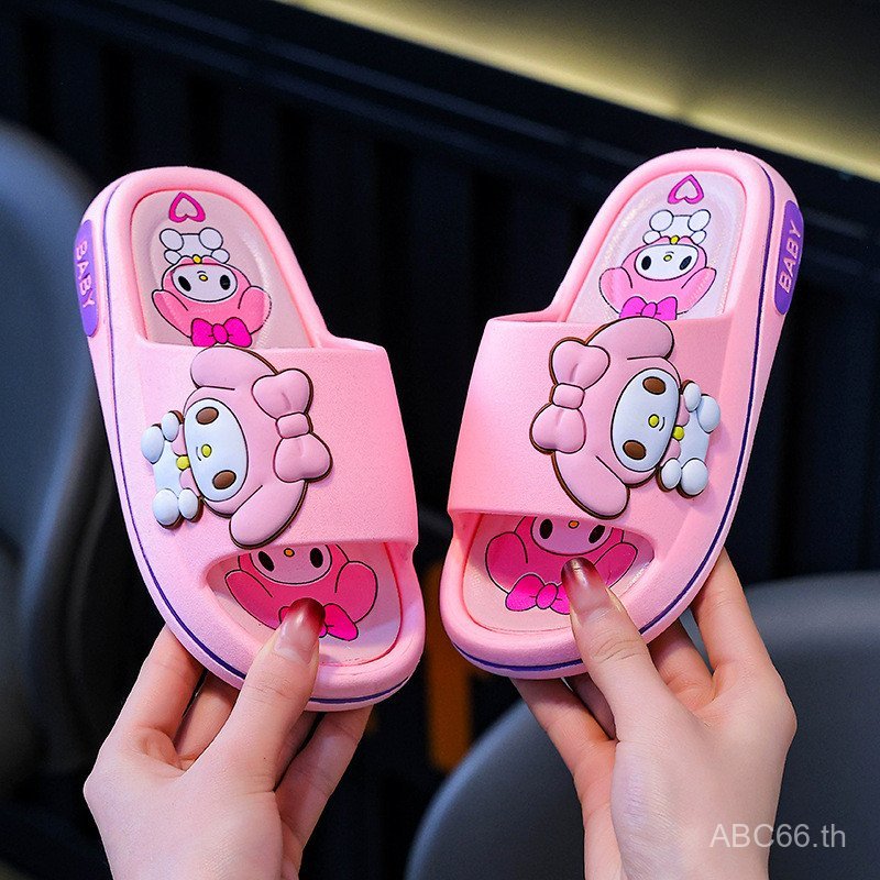 EZZC Kuromi รองเท้าแตะเด็กสาวฤดูร้อนน่ารักการ์ตูนในร่ม Soft Sole Bath Anti-slip Princess รองเท้าเด็ก