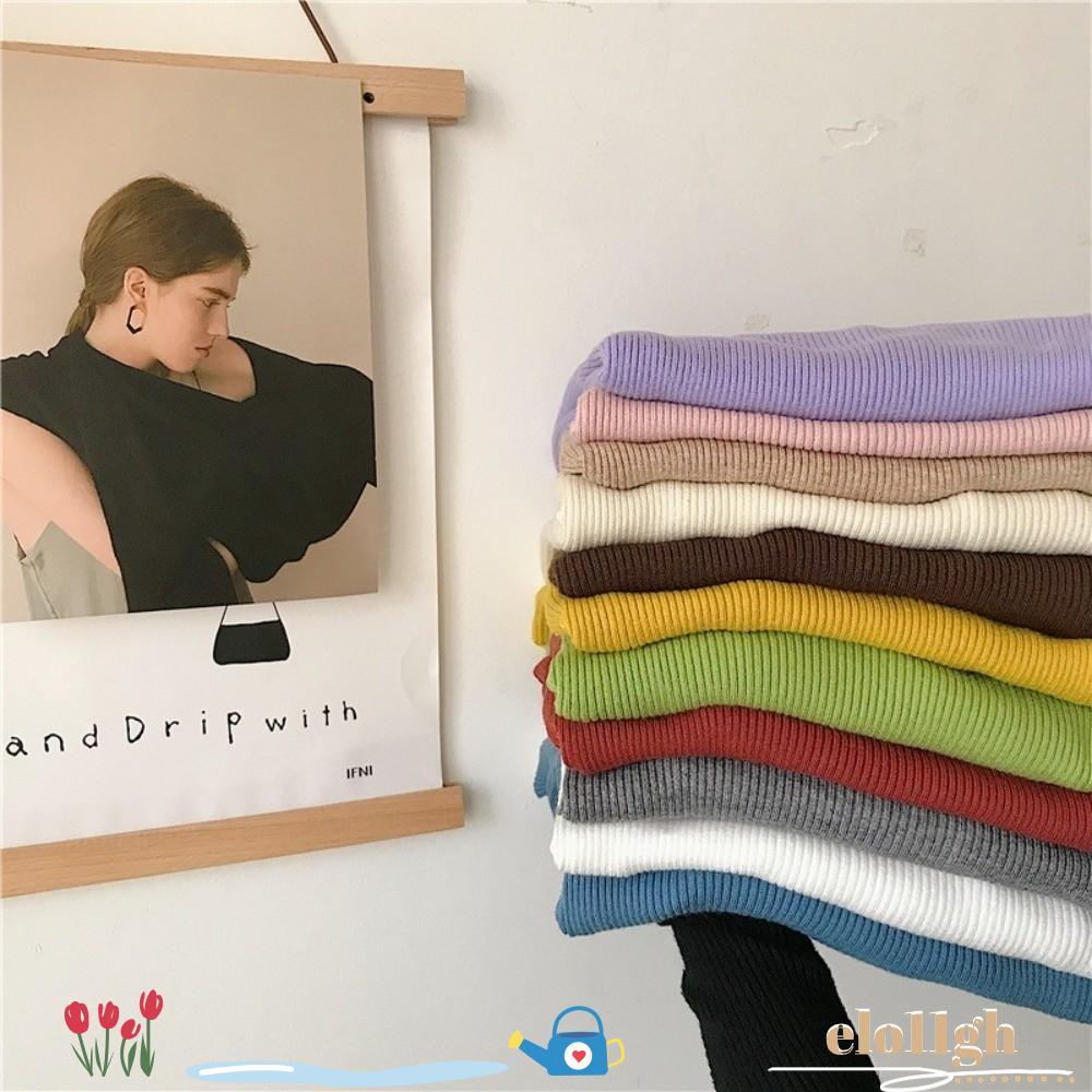 อีล็อก ผู้หญิง ชม.eap คอเต่า,สีทึบเสื้อสวมหัวฤดูใบไม้ร่วงฤดูหนาวเสื้อกันหนาว,เกาหลียืดหยุ่นแขนยาวถัก