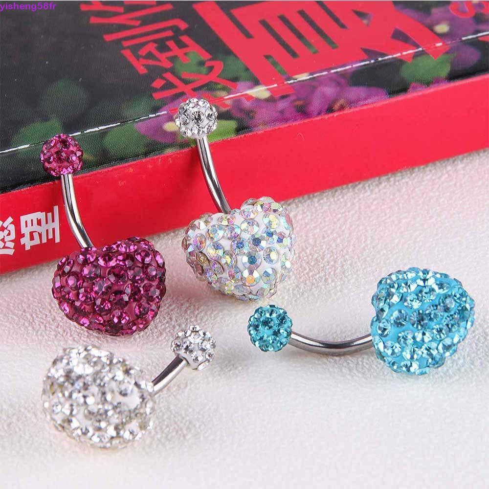 YISHENG Body Piercing สําหรับผู้หญิงแฟชั่นสแตนเลสคริสตัลบอล Navel Piercing