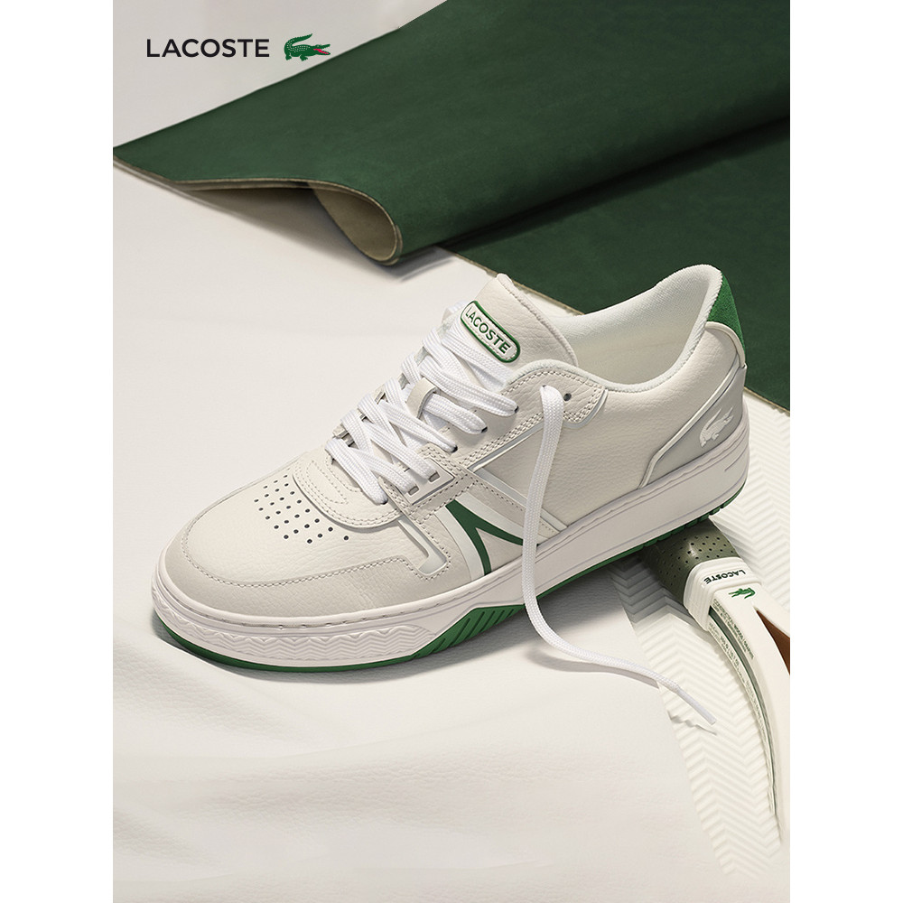 LACOSTE French Crocodile Mens Shoes L001 Series Color-Blocking Leather Casual Sneakers Low-Top Shoes