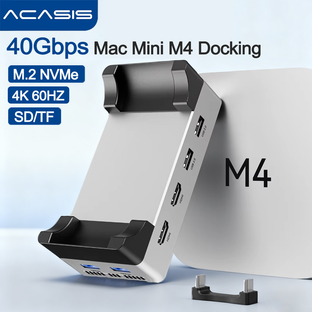 ACASIS Mac Mini Docking Station USB HUB Type-C ถึง DP 4K60Hz 40Gbps M.2 NVMe SSD Enclosure SD & TF ส