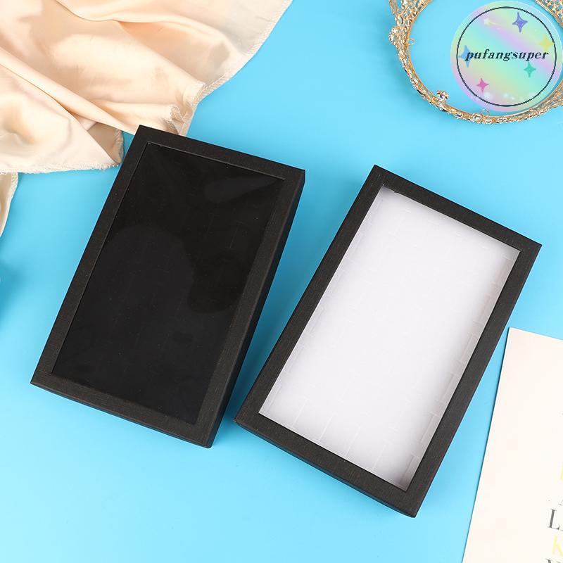 Pufangsuper 36-Slot เครื่องประดับแหวนกล่องถาด Organizer ต่างหู Trinket แสดงกรณีกํามะหยี่ Organizer ก