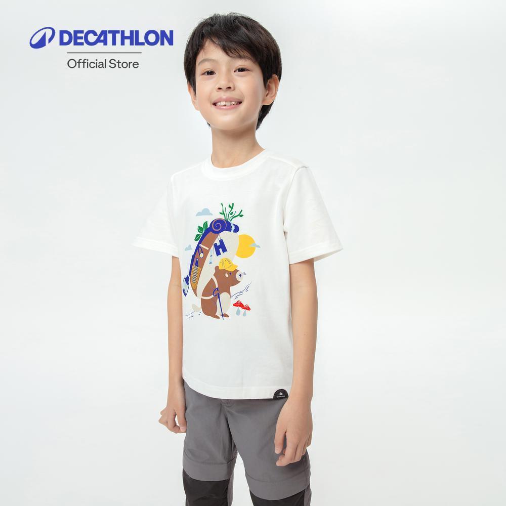 Decathlon Boys’ Ts MH100 Kid เสื้อยืดสำหรับเด็กผู้ชาย รุ่น MH100 - White