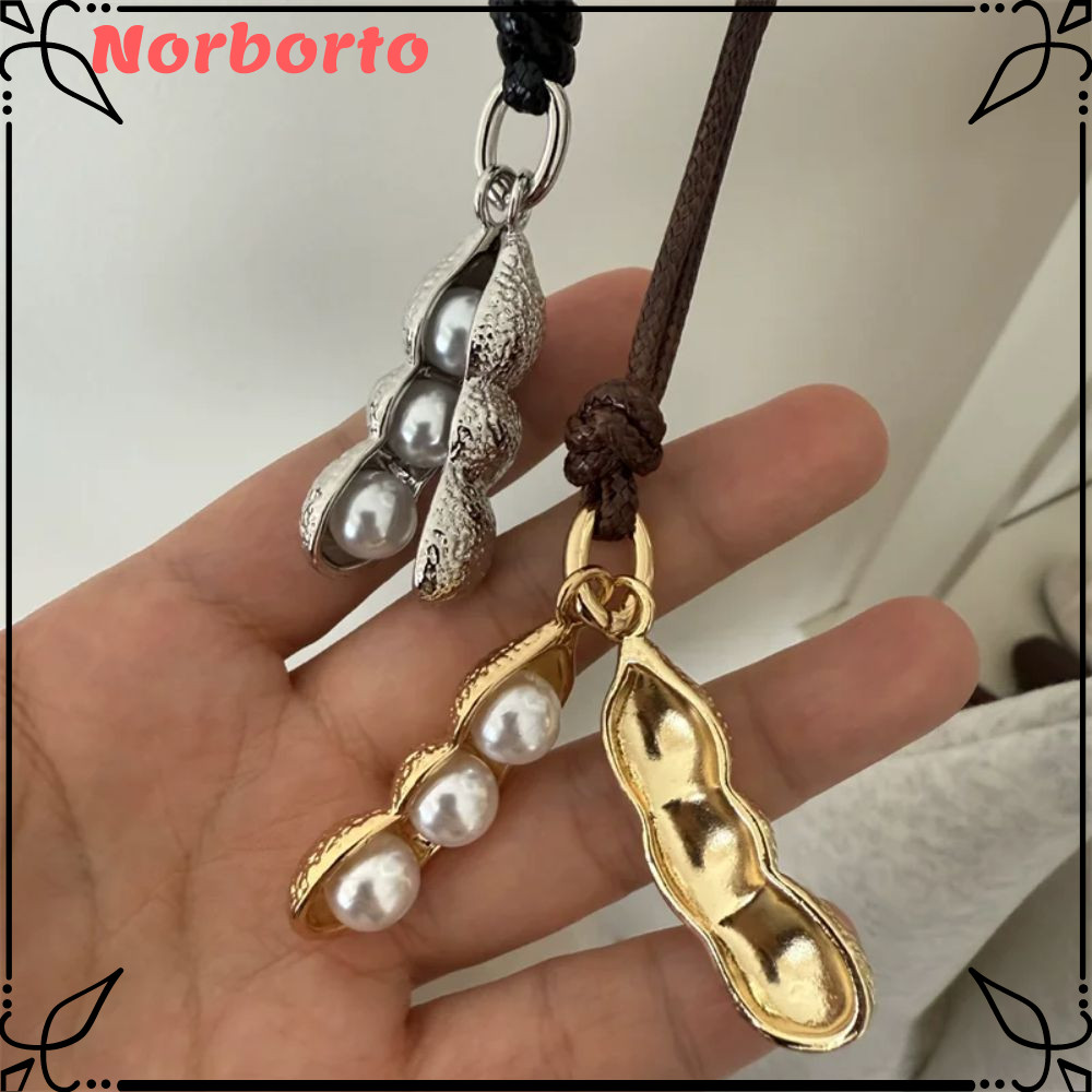 NORBORTO สร้อยคอ Pea Pod, สร้อยคอโลหะผสมโซ่ยาว, เครื่องประดับโซ่เชือกแฟชั่น