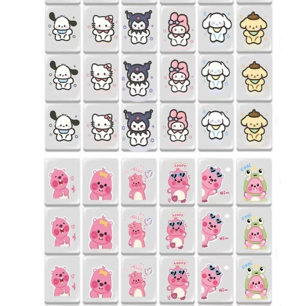 สนุก Hello Kitty Mahjong Push Music Creative Sanrio Card Push Music ของเล่นเพื่อการศึกษา Little Beav