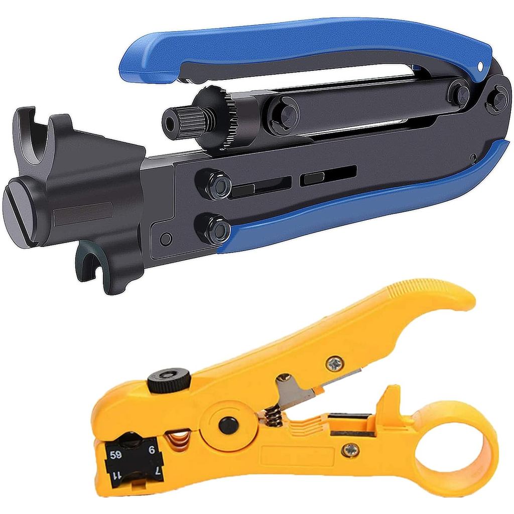 ชุดรัดสาย RG6 RG11 Coax แบบปรับได้ - เครื่องมือบีบอัด RG6 & RG11, Stripper