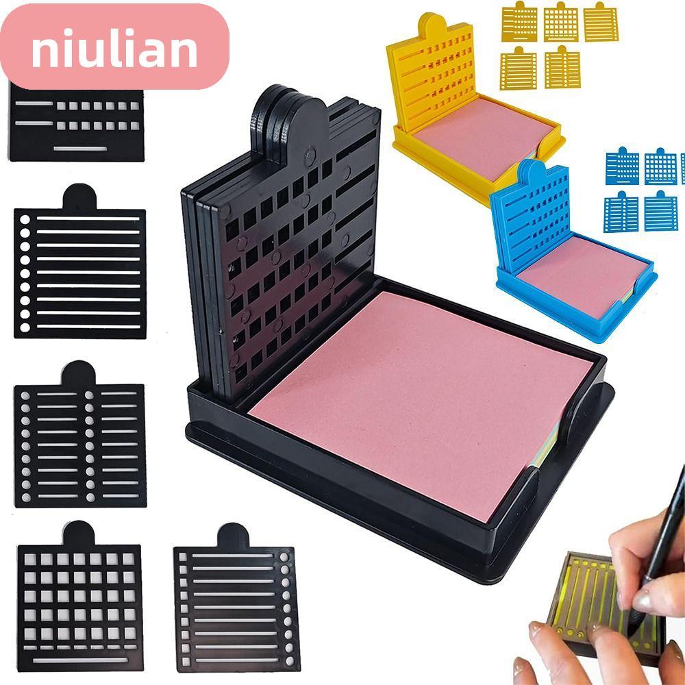 NIULIAN Sticky Note Stencil, Note Box Dispenser Sticky Note Holder Set, Sticky Note Organizer Line D
