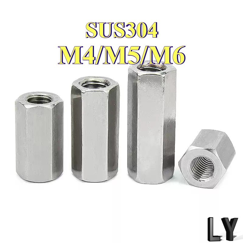 304 สแตนเลส double pass ฐานหกเหลี่ยมสตั๊ดแยกคอลัมน์ถั่วคอลัมน์ยาวน็อตหกเหลี่ยม M4/M5/M6 [11LM-FC]