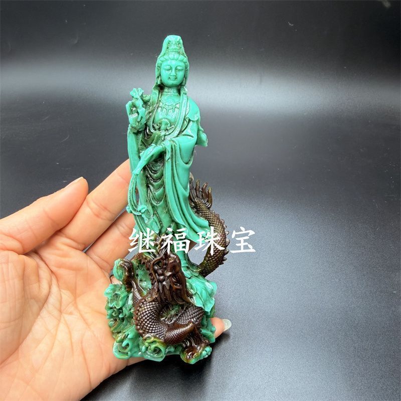 Optimized Turquoise Yulong Guanyin เครื่องประดับ Fine แกะสลักช่างฝีมือสไตล์ Domineering Yulong Guany