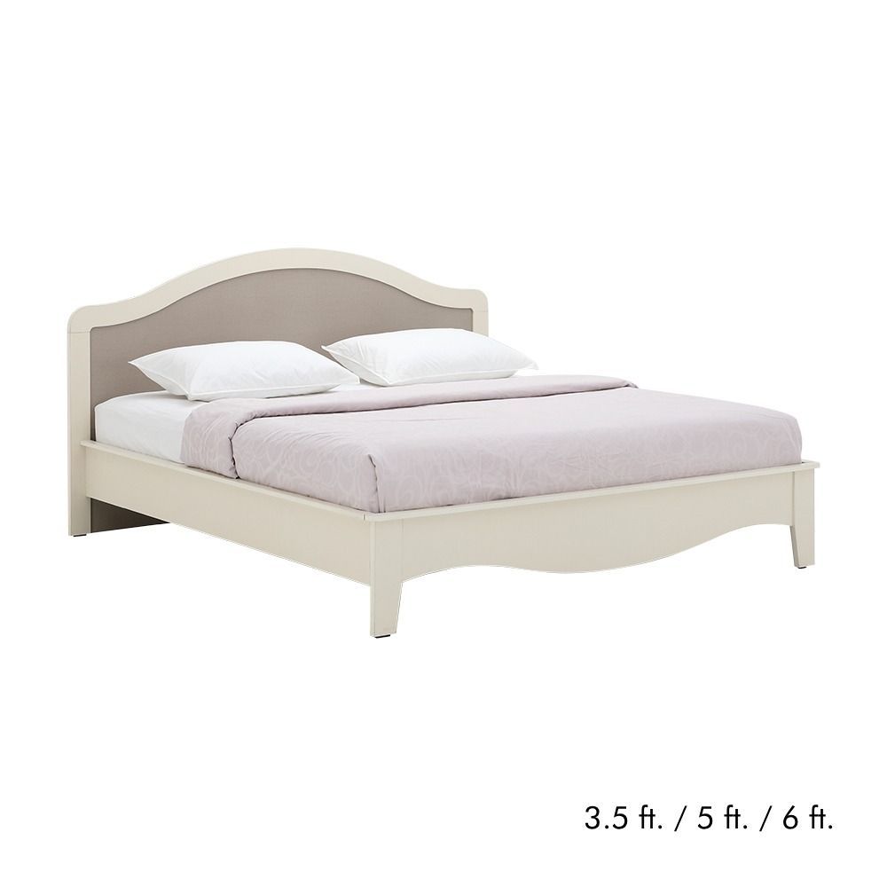 HomeHuk เตียงนอน รุ่นฟลอเรนซ์ - สีขาวงาช้าง/แฟบริค วูล