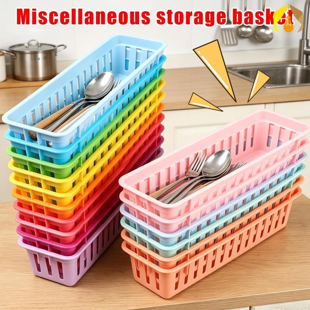 ตะกร้าเก็บพลาสติกสี่เหลี่ยมผืนผ้าสีสันสดใส-Stackableเครื่องเขียนOrganizer-ดินสอCrayonเอกสารของเล่นสําหรับโรงเรียนอนุบาล