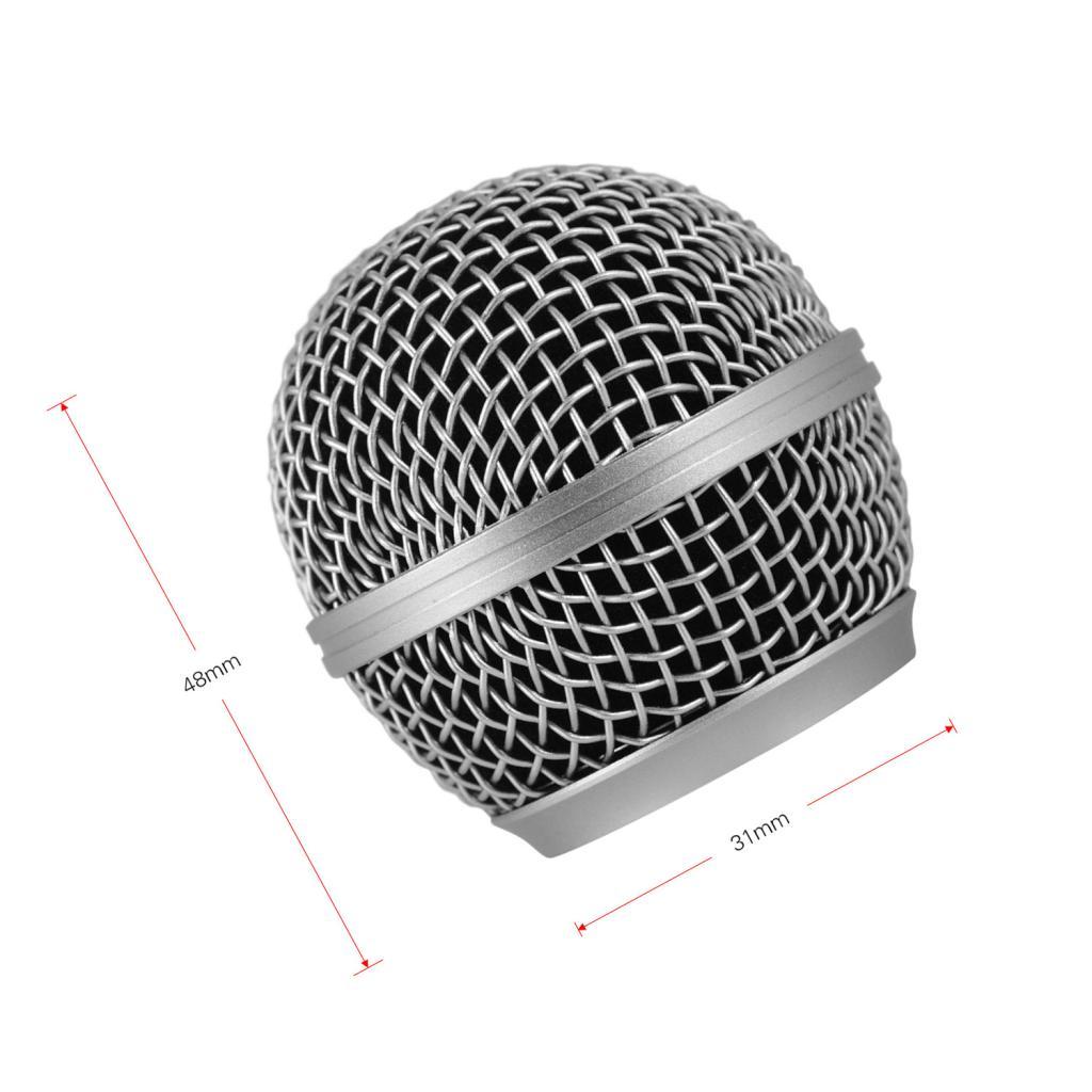 ตะแกรงไมโครโฟนเงิน SIUKE ไมโครโฟน Grille ไมโครโฟนเปลี่ยนหัวใช้งานร่วมกับ Shure SM58/SM58S/SM58LC/BET