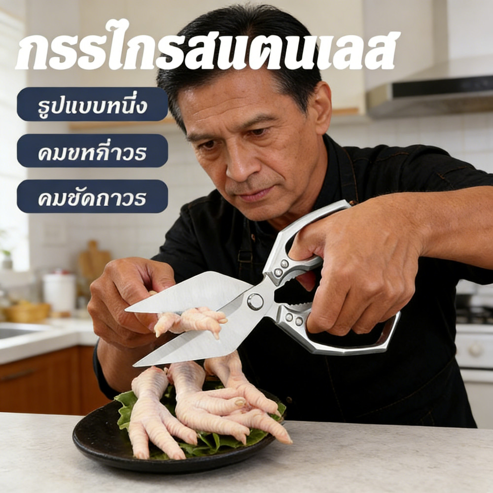 "กรรไกรครัวสแตนเลส ทนทานและแบบหลากหลาย สินค้าแนะนำ"