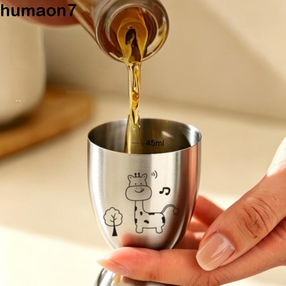 HUMAON Dual Heads Jigger,Double-Sided Mact Stainless Steel Jigger, Smooth 30/60ML with Scale Cartoon