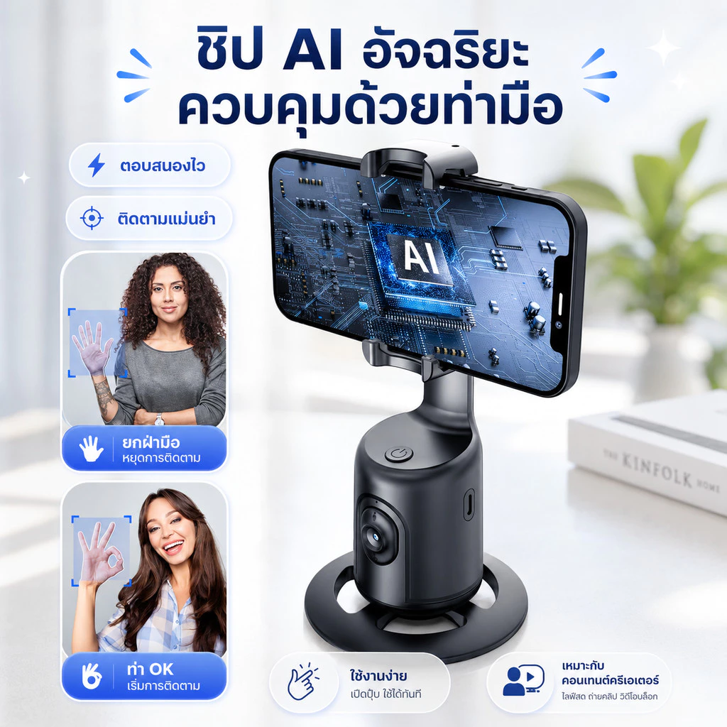 0TELESIN ถ่ายภาพอัจฉริยะ Gimbal Selfie 360° Rotation Auto Face TRACKING 360°ของแท้งานดีมาใหม่!!การติดตามใบหน้าอัตโนมัติ