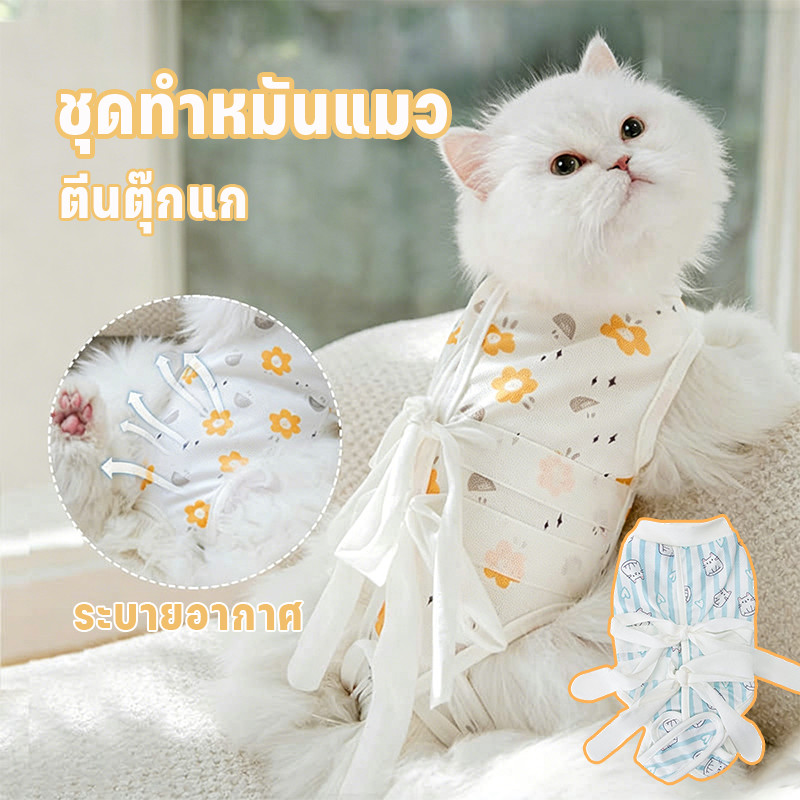 COD ชุดทำหมัน เสื้อทำหมัน ชุดหลังผ่าตัดสุนัขและแมว ชุดหลังผ่าตัด เสื้อกันเลีย ผ้าตาข่าย ป้องกันไม่ให้หลุด