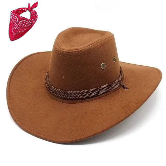 GADABUY_16 ROPE COWBOY HAT + RED SLAYER_ UNISEX COWBOY HAT สําหรับผู้ชายและผู้หญิง _ หมวก COWBOY พร้