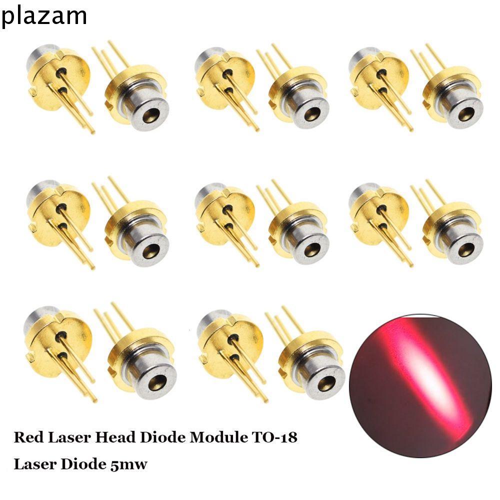 PLAZAM 1/2/5/10pcs หัวเลเซอร์สีแดง 5mw 650nm 2.2V 5MW TO-18 เลเซอร์ไดโอด