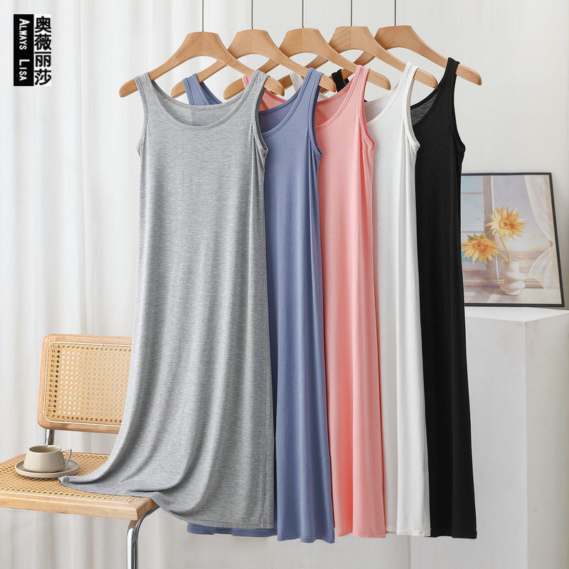 大码 เสื้อกั๊ก 代尔背心裙 女春夏季宽松长款连衣裙 色男士裙 睡衣裙 ผู้หญิงขนาดบวก Modal Vedal ชุดหลวมยาวฤดูใบไม้ผลิและฤดูร้อน 6