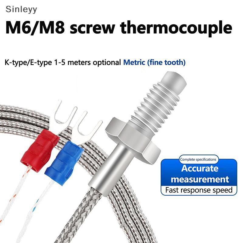 เนล 1 ชิ้น 0-400°C เครื่องควบคุมอุณหภูมิ Thermocouple Thread M6 สกรูประเภท K 1/1.5/2/3/4/5m Probe Se