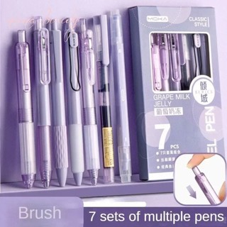7Pcs/box Retractable Pen 0.5mm Black Ink ballpen gel pen Office Supplies Kids Stationery Gift