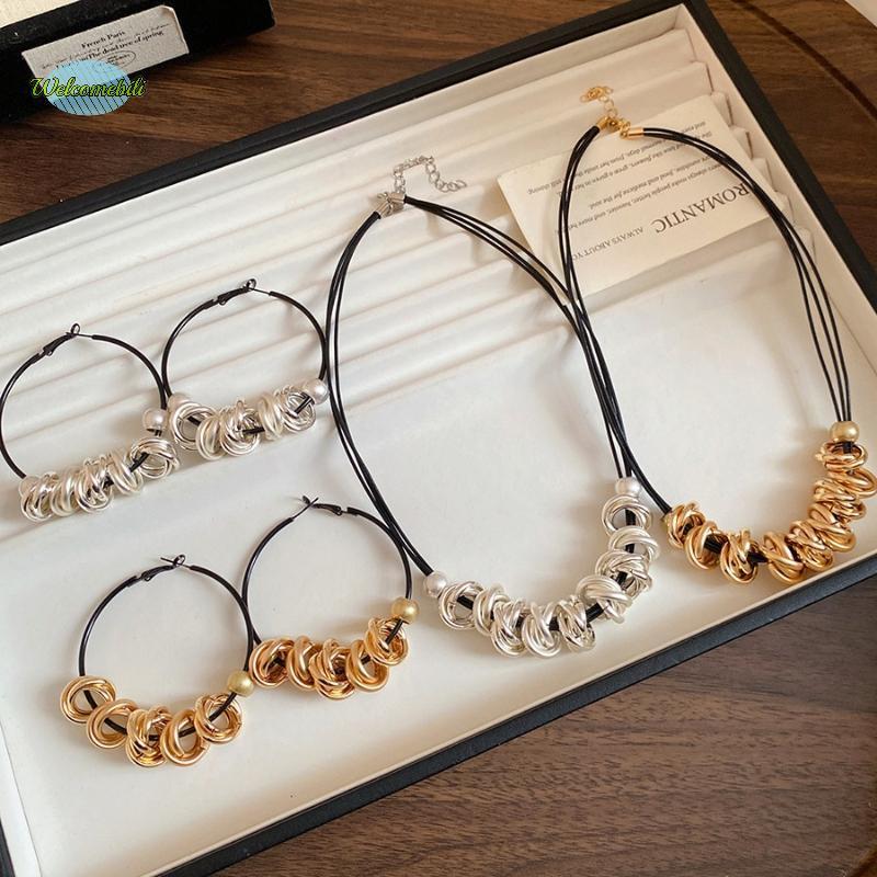 [WLB-t] Kaseakia Chunky Big Large Statement Hoop Metal Alloy Pendant สร้อยคอโชคเกอร์สําหรับผู้หญิงให