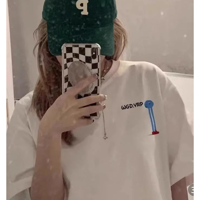 COD680 พิมพ์รุ่น [200g] ผ้าฝ้าย 100% Combed เสื้อยืดแขนสั้นผู้หญิงฤดูร้อนหลวมรอบคอ Top Bottoming เสื