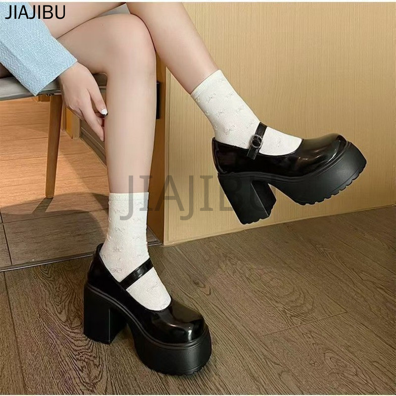 Sizes 33-45 Retro British Style Non-slip Round Toe Beige / Black Casual Chunky Heel Small Leather S.hoes 44 French Princess Style Patent Leather Cosplay Hi Heele Lolita Shoes 43 Korean Fashion Platform Mary Jane Doll Shoes Japanese JK Uniform School Shoes