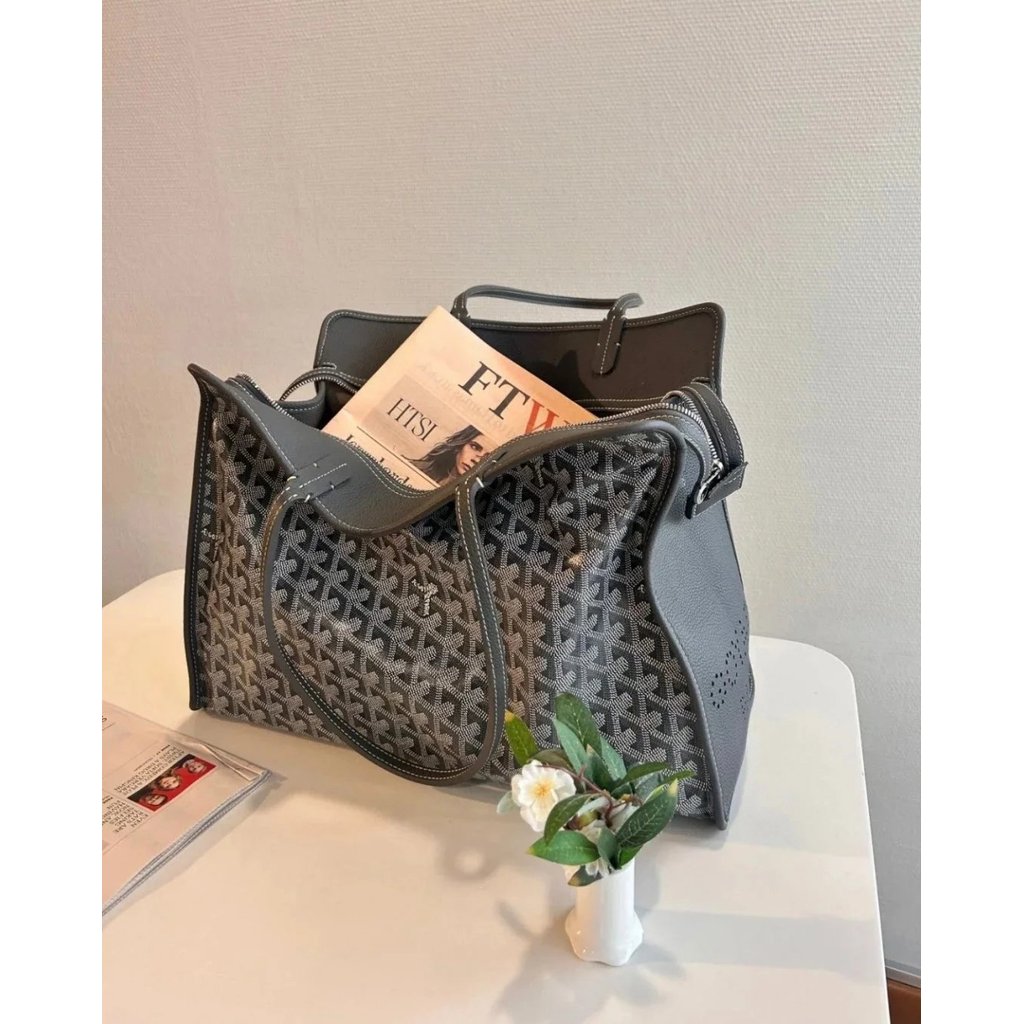 กระเป๋ามือสอง Goyard สไตล์ tote สำหรับแม่และเด็ก พร้อมกระเป๋านำคอมพิวเตอร์ และกระเป๋าธุรกิจ ลายซิปพิ