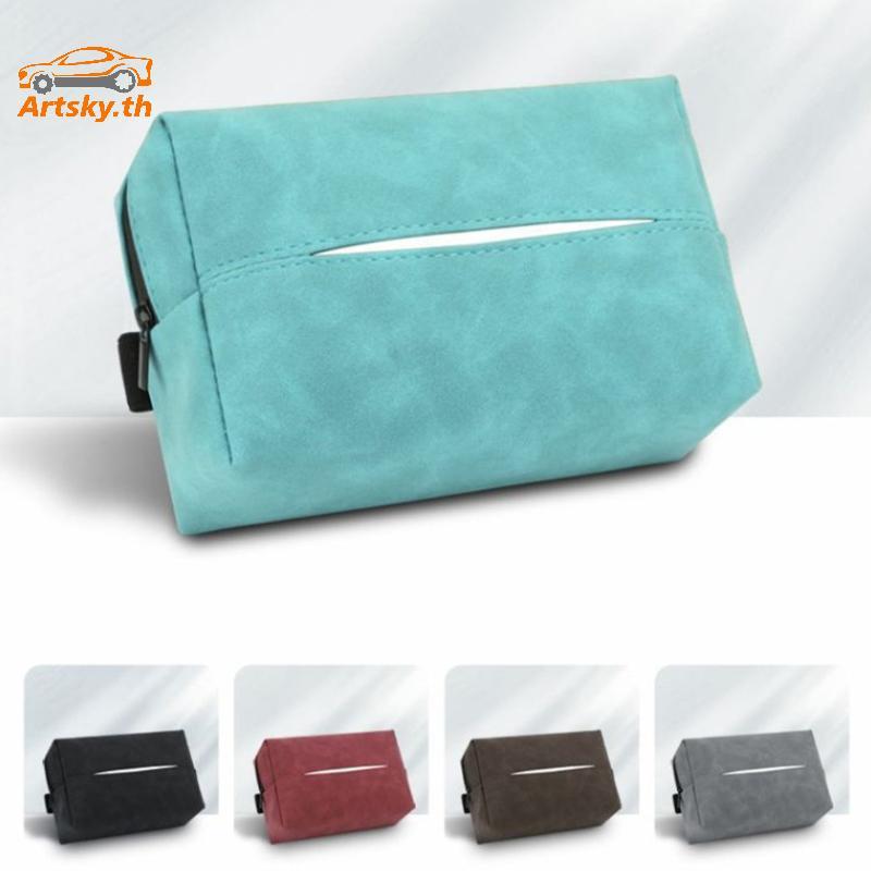 ARS Car Tissue Box Holder Nappa Leather Car Center Console Armrest Napkin Box Sun Visor Backboard Ti
