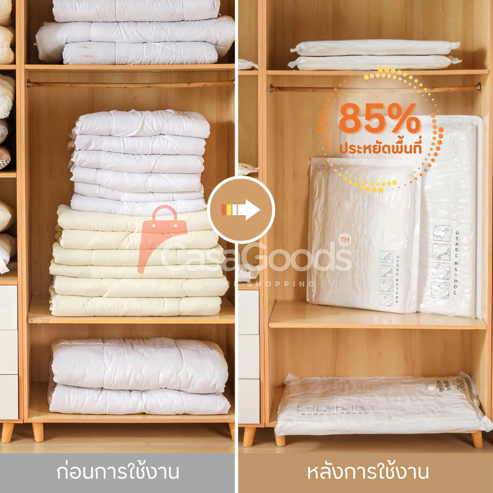 (อัพเกรดใหม่)ถุงสูญญากาศ หนาพิเศษ วาล์วกันรั่ว2ชั้น จัดเก็บของ ผ้าห่ม ผ้านวม กระชับพื้นที่เดินทาง ถุงใส่เสื้อผ้าพกพา thumbnail 5