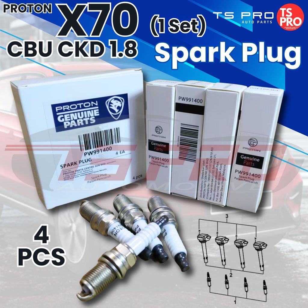 (1 ชุด) Proton Geely X70 1.8 CKD CBU หัวเทียน Palam Pencuh PW991400 K8RTIP