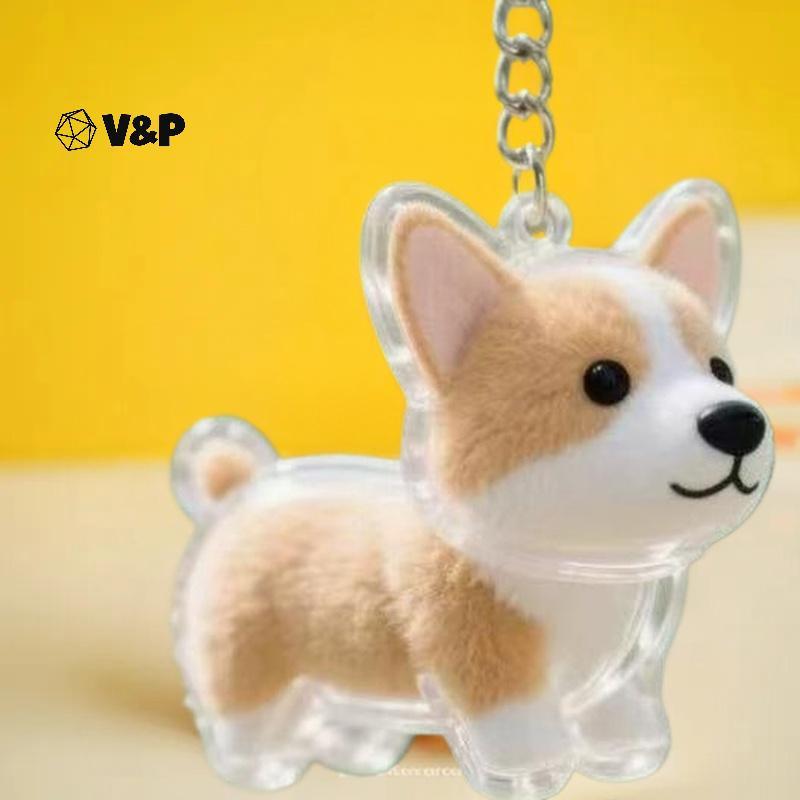V & P สุนัขรูปร่างกล่องเก็บขนสัตว์เลี้ยงโปร่งใส DIY Handmade สัตว์เลี้ยงพวงกุญแจผม Bapa อุปกรณ์ตกแต่งของที่ระลึกคอลเลกชันของขวัญ